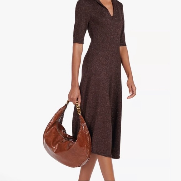 Staud Brown Metallic Breck dress - Picture 4 of 10